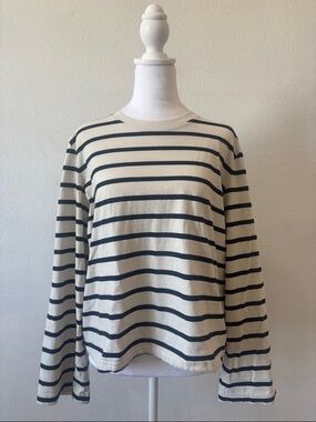 & Other Stories 100% Cotton Striped Long Sleeve Top with Bell Sleeves